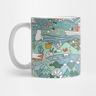 White cat on the lake Mug